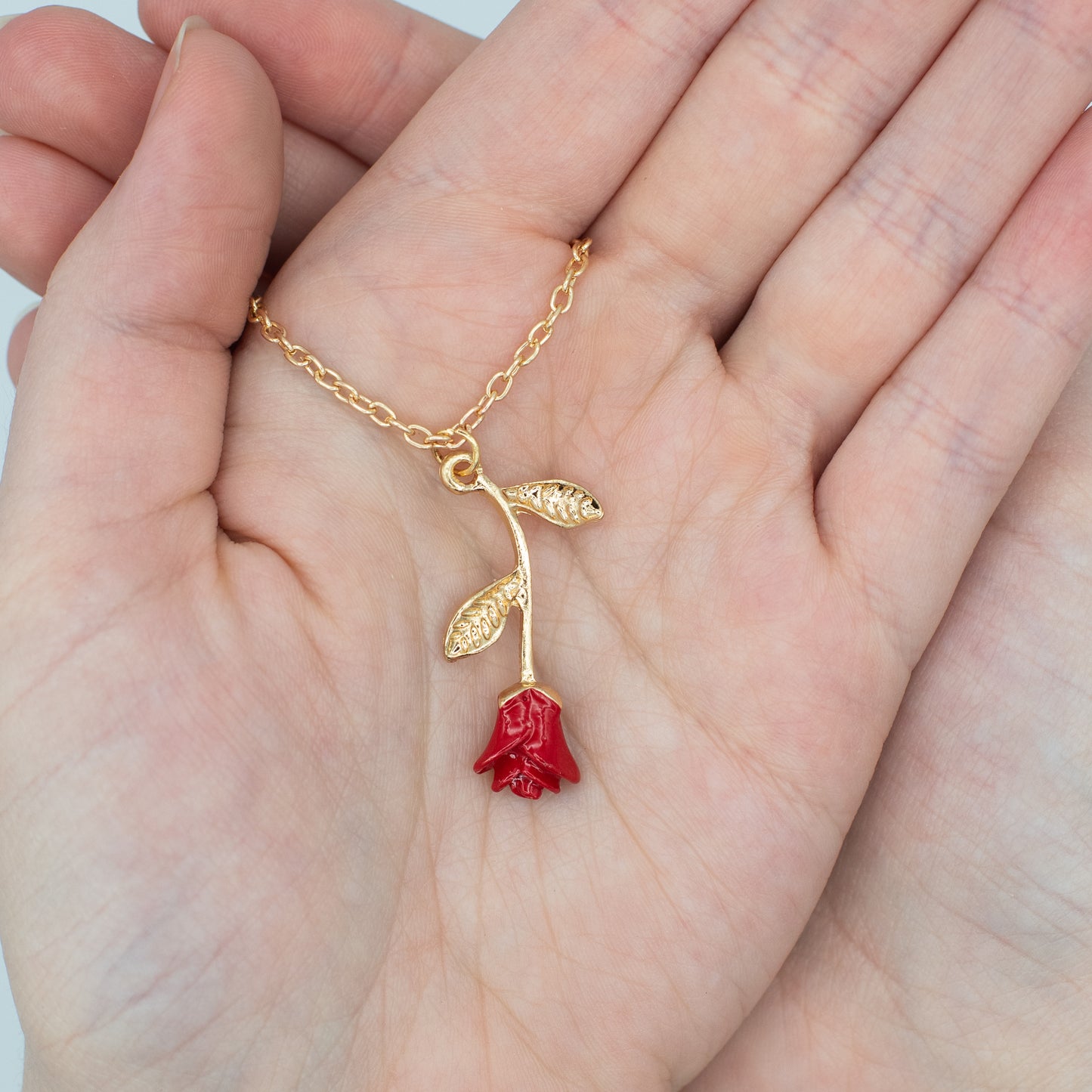 Red Rose Pendant Necklace