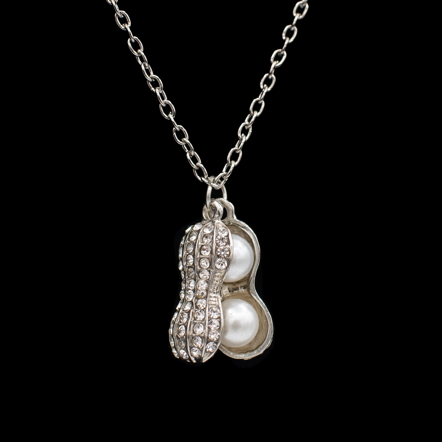 Peanut Pendant Locket Necklace with Pearl Accents