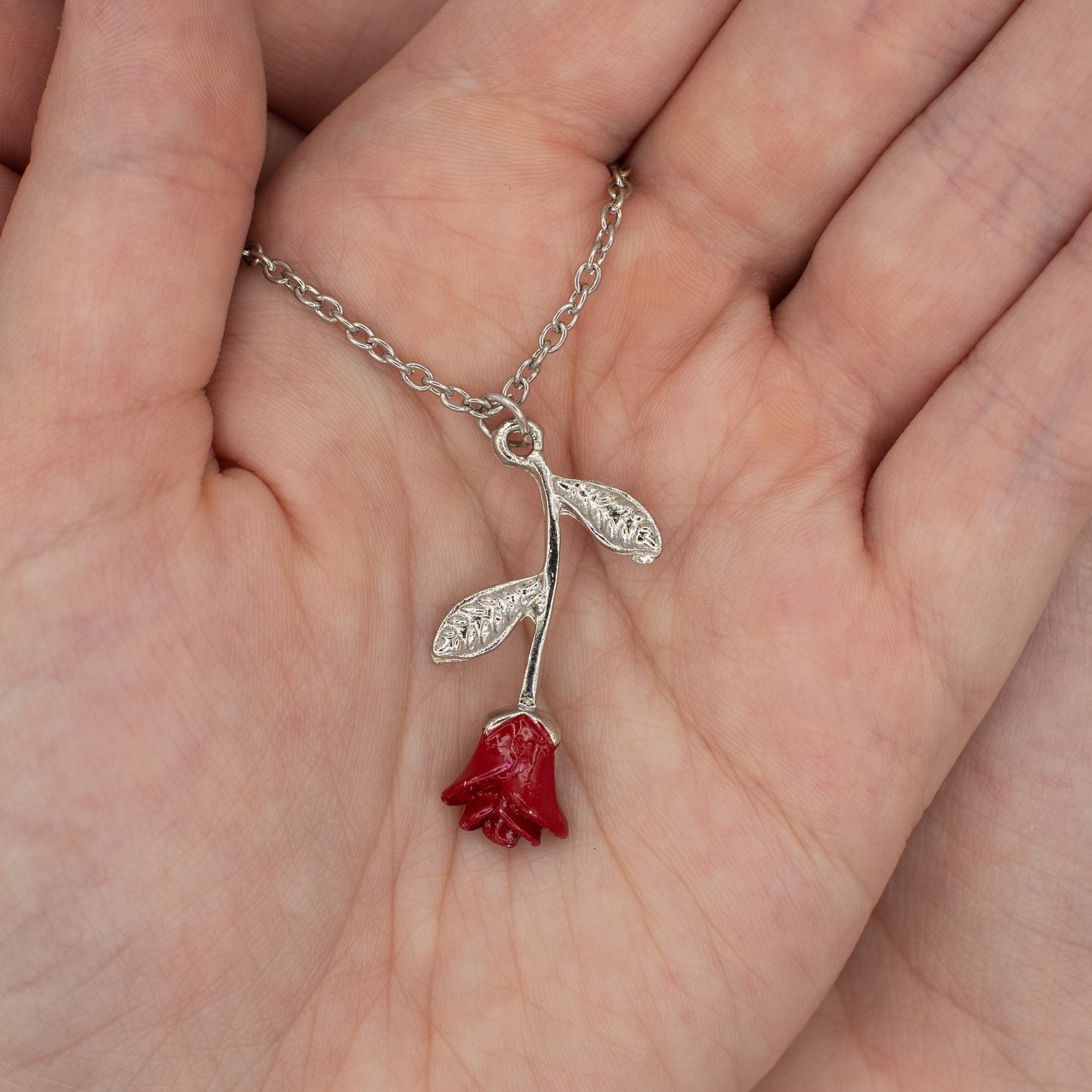 Red Rose Pendant Necklace