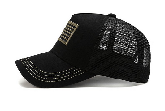 Black Embroidered American Flag Trucker/Baseball Hat/Cap