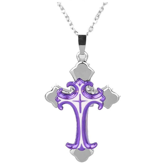 Purple and Silver Byzantine Style Cross