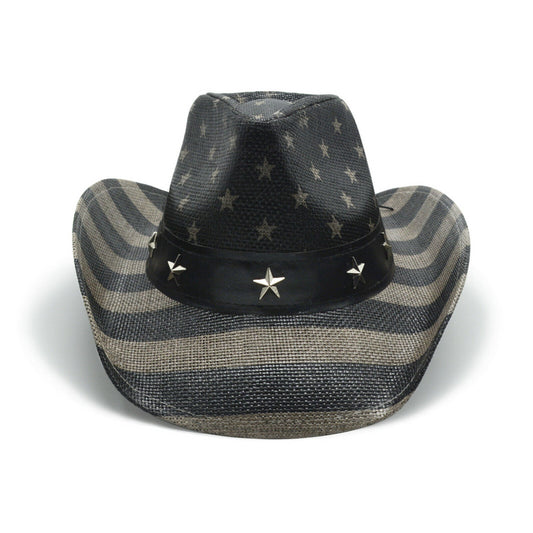 Black & White American Flag Cowboy Hat