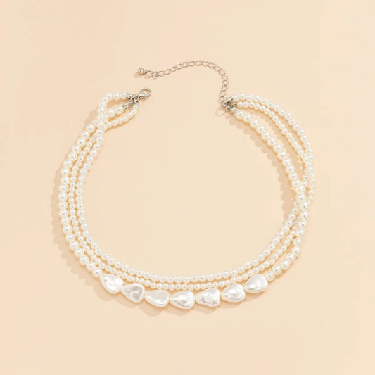 White Pearl Layered Necklace for Women Jewelry 1-3 Layers/Strands - Round & Flat