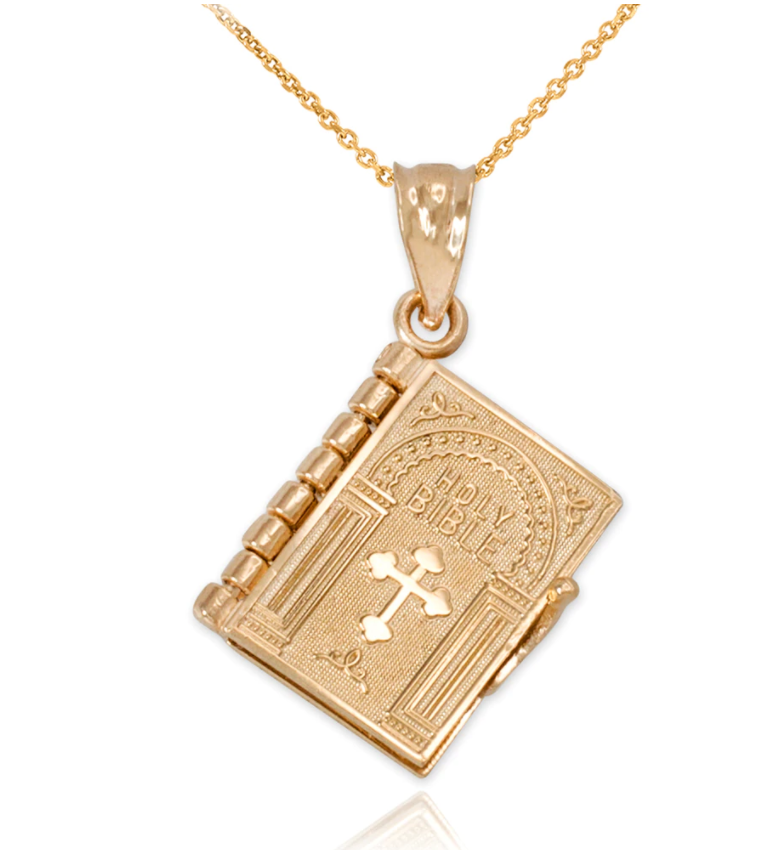 Holy Bible Book Pendant Locket Necklace