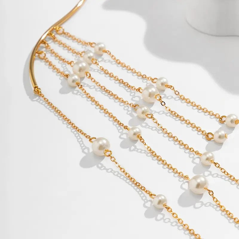 Elegant Pearl Open Choker Necklace