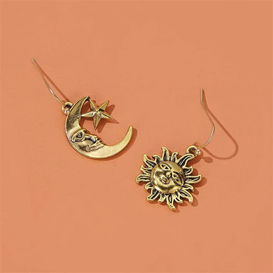 Sun, Man in the Moon Earrings, Asymmetrical
