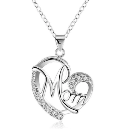 Mom with Heart Crystal Necklace