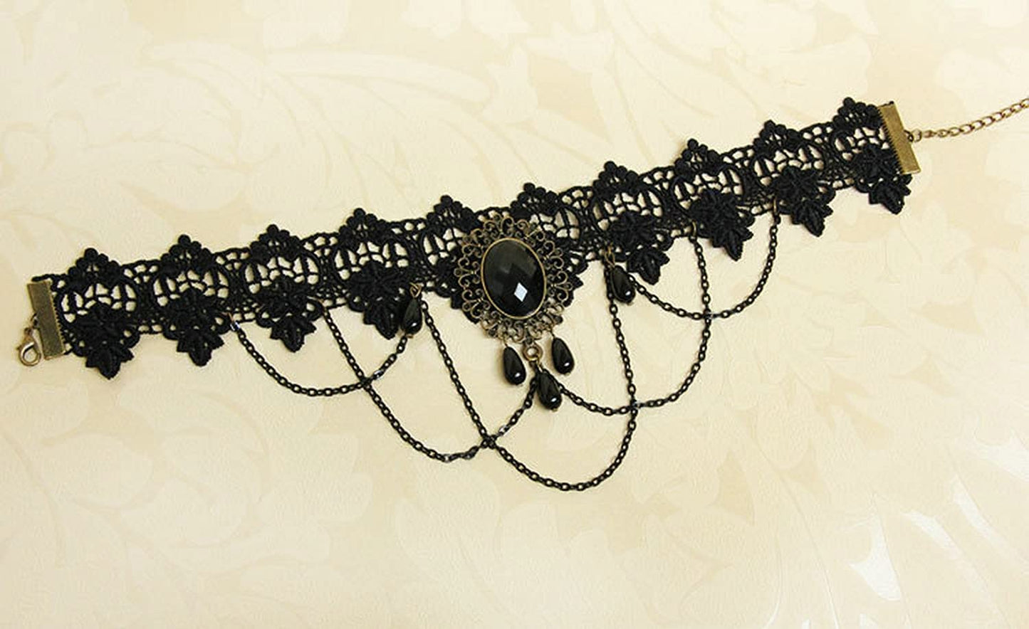 Gothic Black Lace Collar Choker Necklace