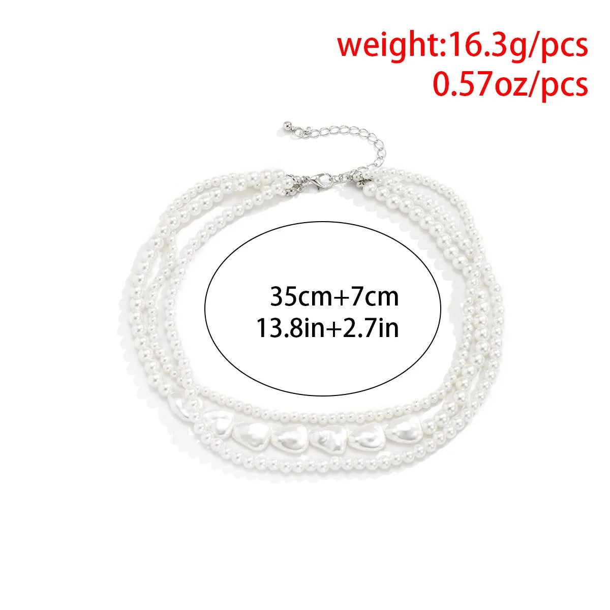 White Pearl Layered Necklace for Women Jewelry 1-3 Layers/Strands - Round & Flat