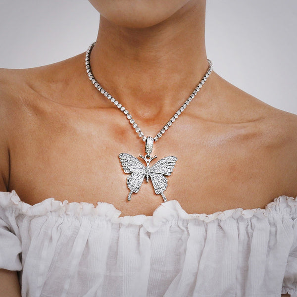 Choker Bling Butterfly Sparkly Necklace
