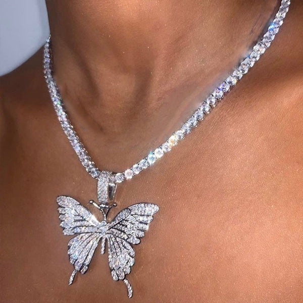 Choker Bling Butterfly Sparkly Necklace