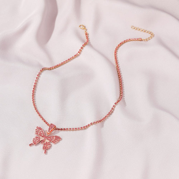 Choker Bling Butterfly Sparkly Necklace