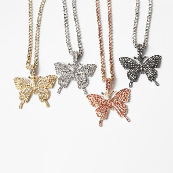 Choker Bling Butterfly Sparkly Necklace