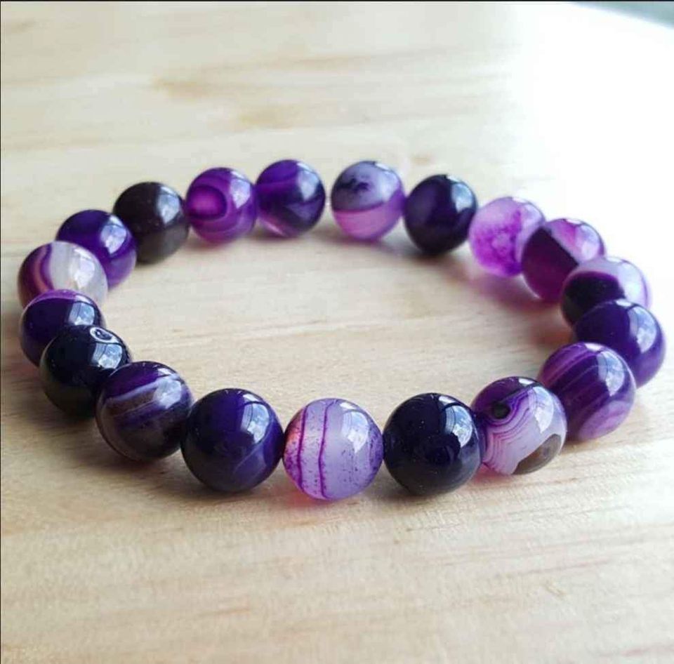 Natural Stone Purple Amethysts Agate Bracelet