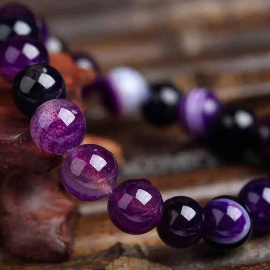 Natural Stone Purple Amethysts Agate Bracelet