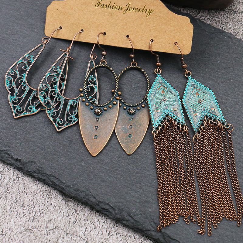 Teal Boho Earring Set