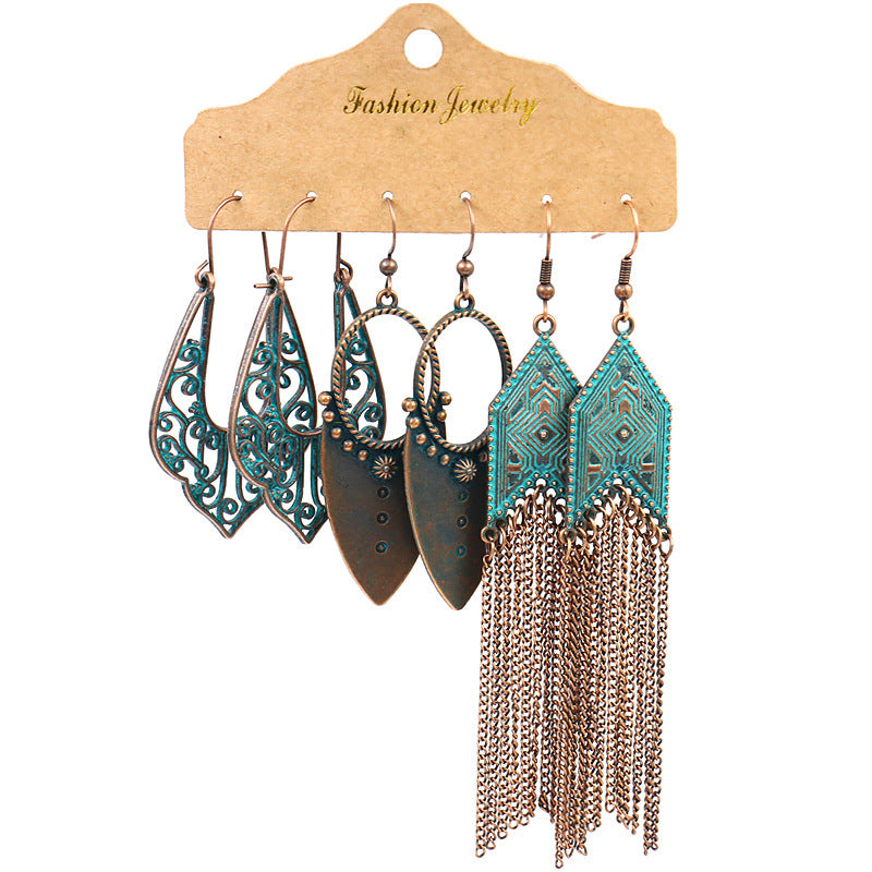 Teal Boho Earring Set
