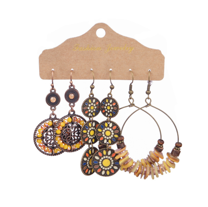Yellow Boho Earring Set