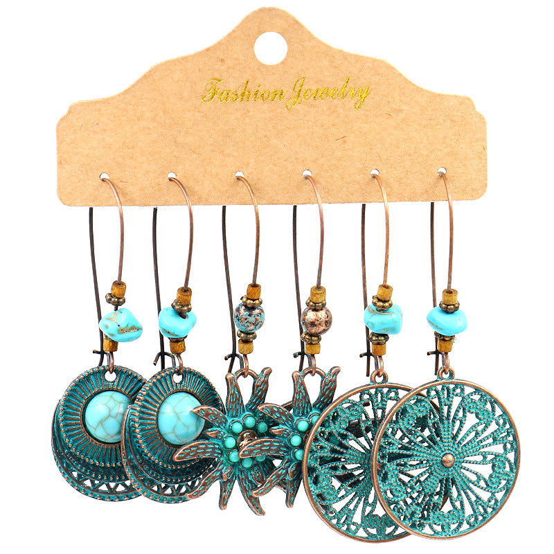 Teal Boho Earring Set