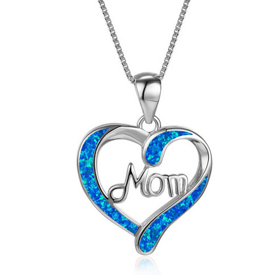Mom Heart with Blue Neckalce - Mother's Day