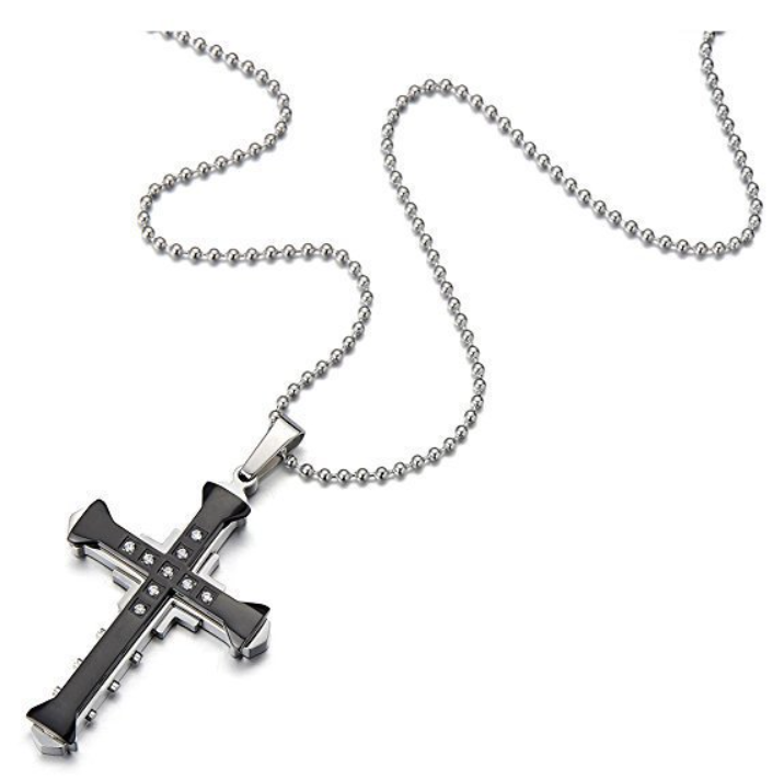Crystal Cross Necklace with Chain