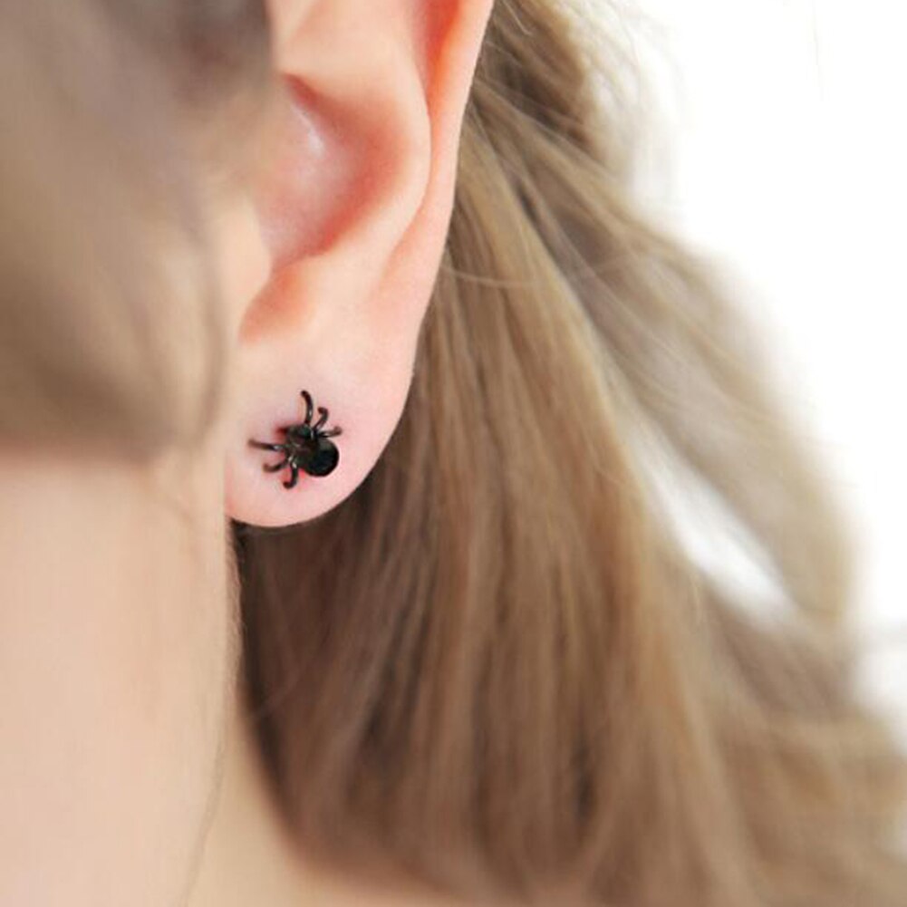 Cute Small Black Spider Stud Earrings