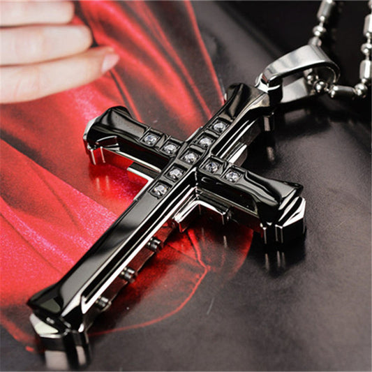 Crystal Cross Necklace with Chain