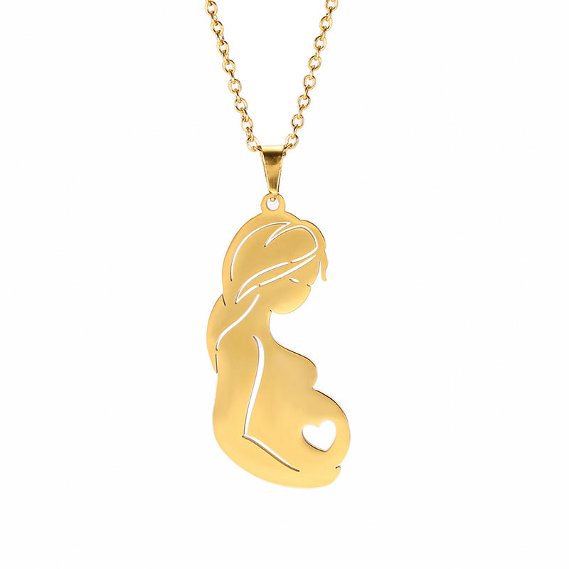 Pregnant Mother with Heart Necklace