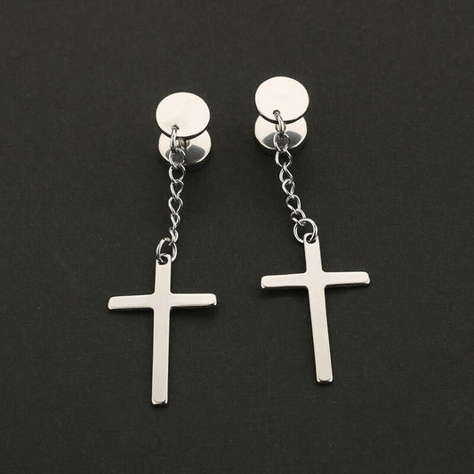 2 Piece Dangling Cross Earrings