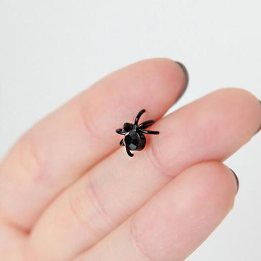 Cute Small Black Spider Stud Earrings