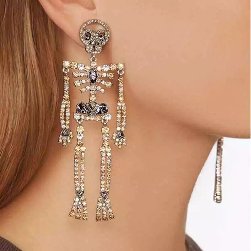 Skeleton Drop Crystal Earring