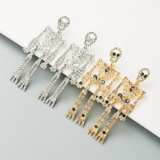 Skeleton Drop Crystal Earring