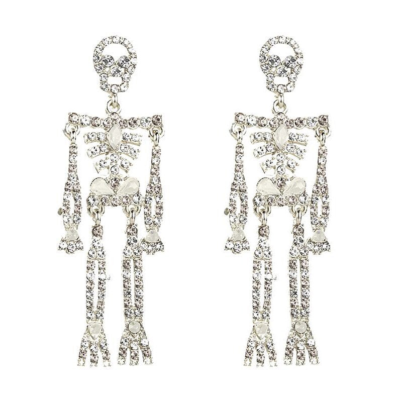 Skeleton Drop Crystal Earring