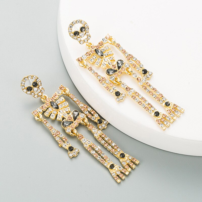 Skeleton Drop Crystal Earring