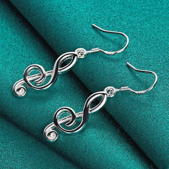 Silver Treble Clef Earring