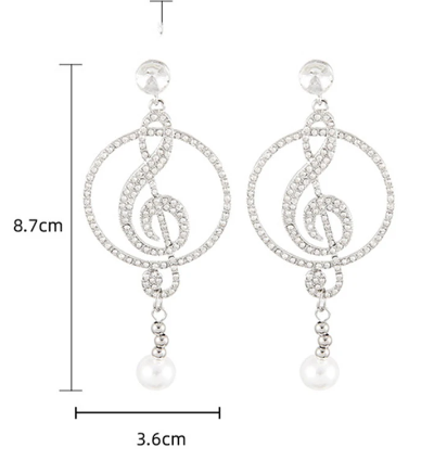 Large Pearl Treble Clef, Music Note Earrings