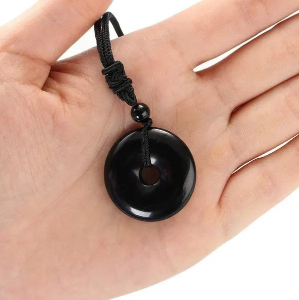Natural Gemstone Donut Pendant Necklace