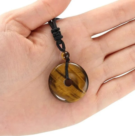 Natural Gemstone Donut Pendant Necklace