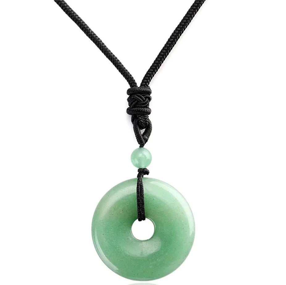 Natural Gemstone Donut Pendant Necklace