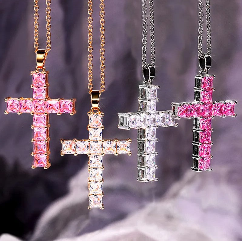 Diamond Pendant Cross Necklace Jesus