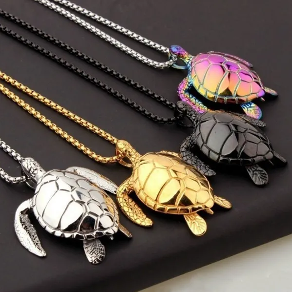 Large Sea Turtle Pendant Necklace