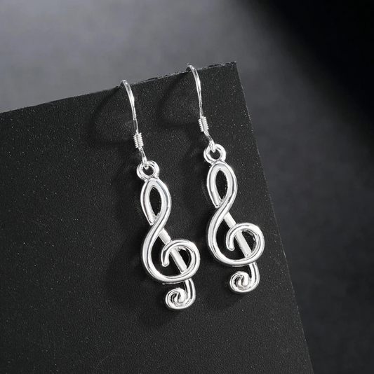 Silver Treble Clef Earring