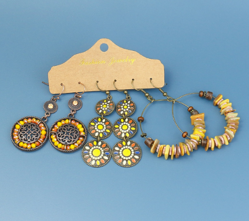 Yellow Boho Earring Set