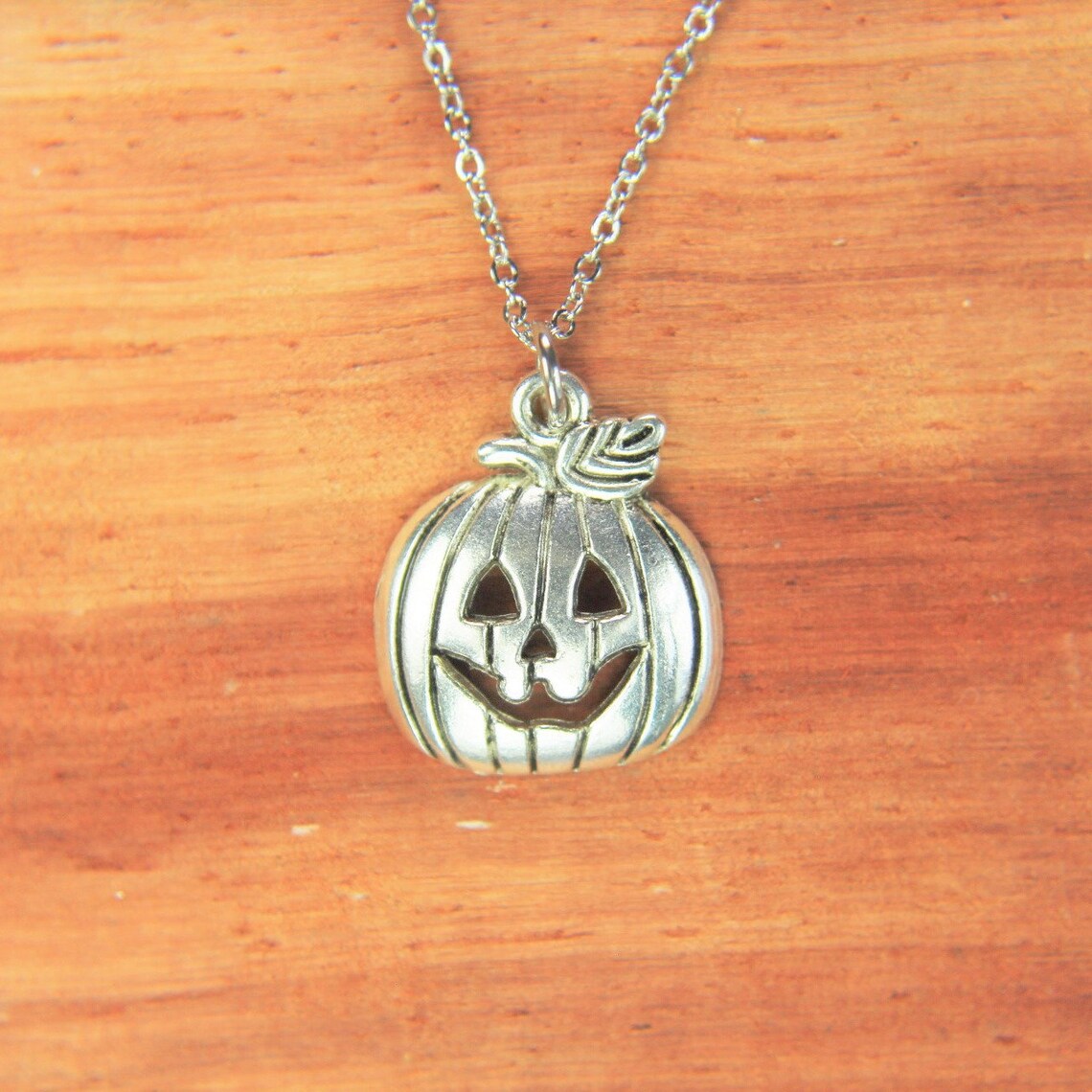 Silver Jack-o-Lantern Pumpkin Halloween Jewelry Set