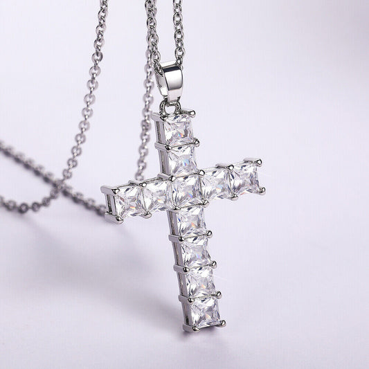Diamond Pendant Cross Necklace Jesus