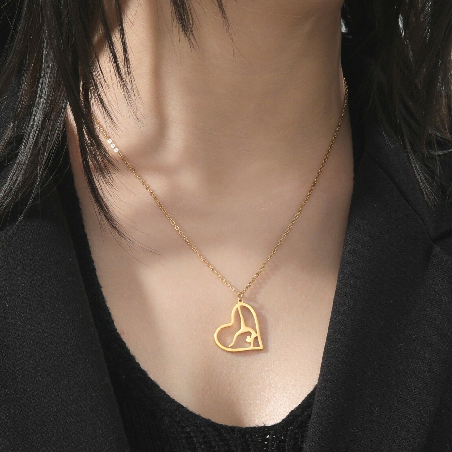 Gymnastics Girl Dancing in Heart Necklace