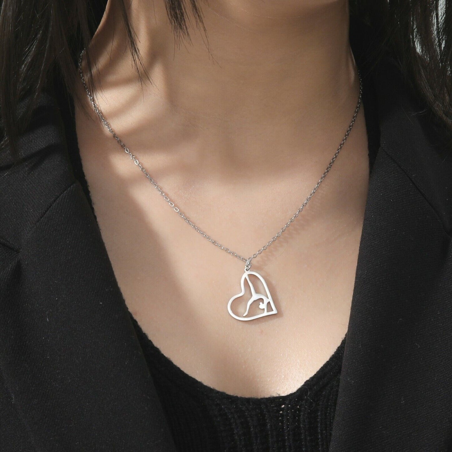 Gymnastics Girl Dancing in Heart Necklace