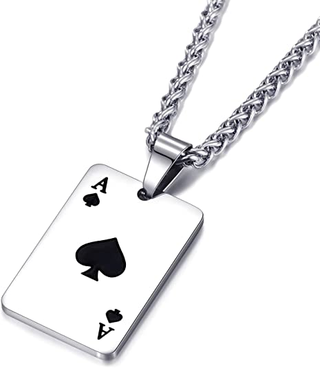 Ace of Spades, Ace of Hearts, Royal Flush Poker Necklace