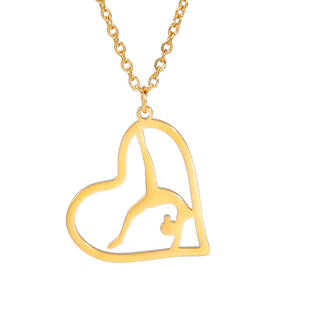 Gymnastics Girl Dancing in Heart Necklace