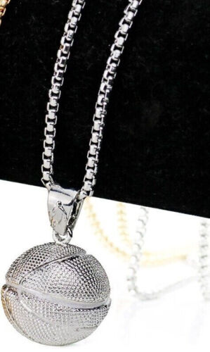 Basketball Pendant Bling Necklace